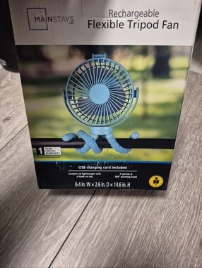 Mainstays Rechargeable Tripod Fan Flexible Adjustable Great For Strollers Bikes